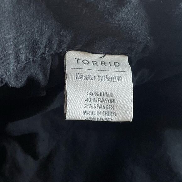 Torrid Linen High Waist Wide Leg Pants Solid Black Size 28 - Picture 7 of 9